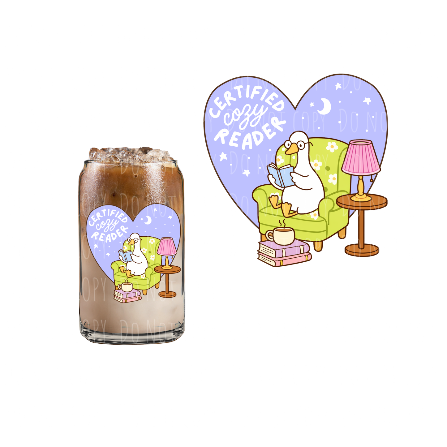Certified Cozy Reader (DOUBLE SIDED) UVDTF decal