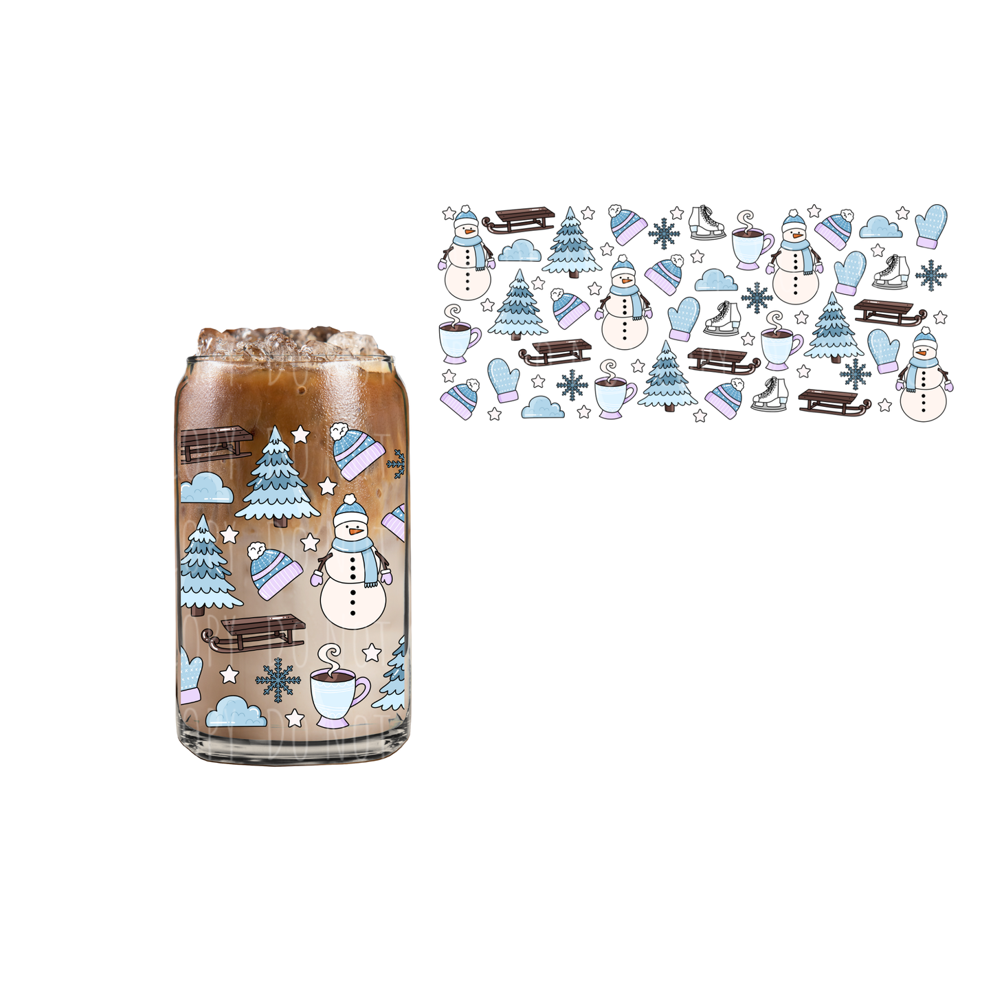 Blue Snow Day (DOUBLE SIDED) UVDTF 16oz cup wrap