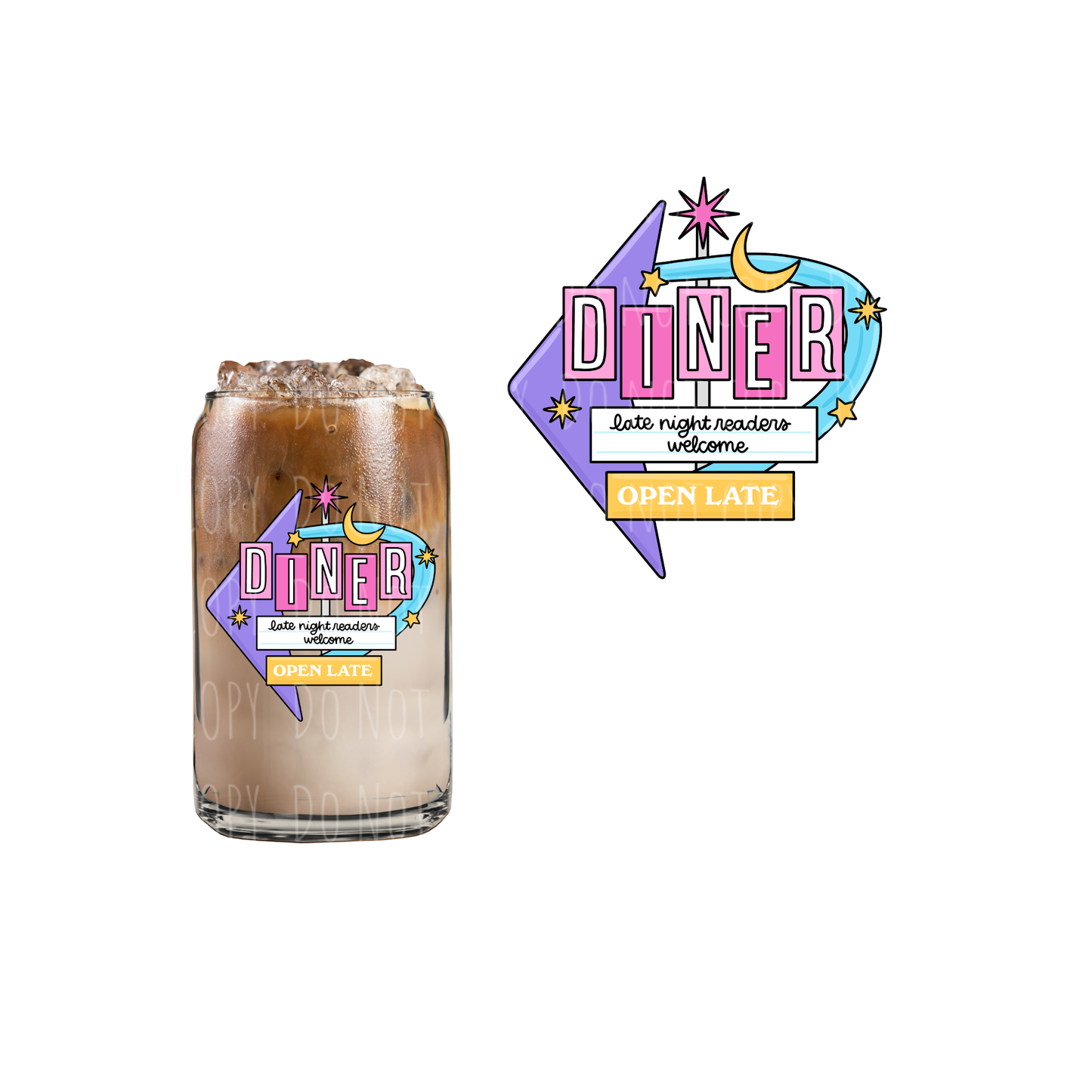 Diner Late Night Readers Welcome (DOUBLE SIDED) UVDTF decal