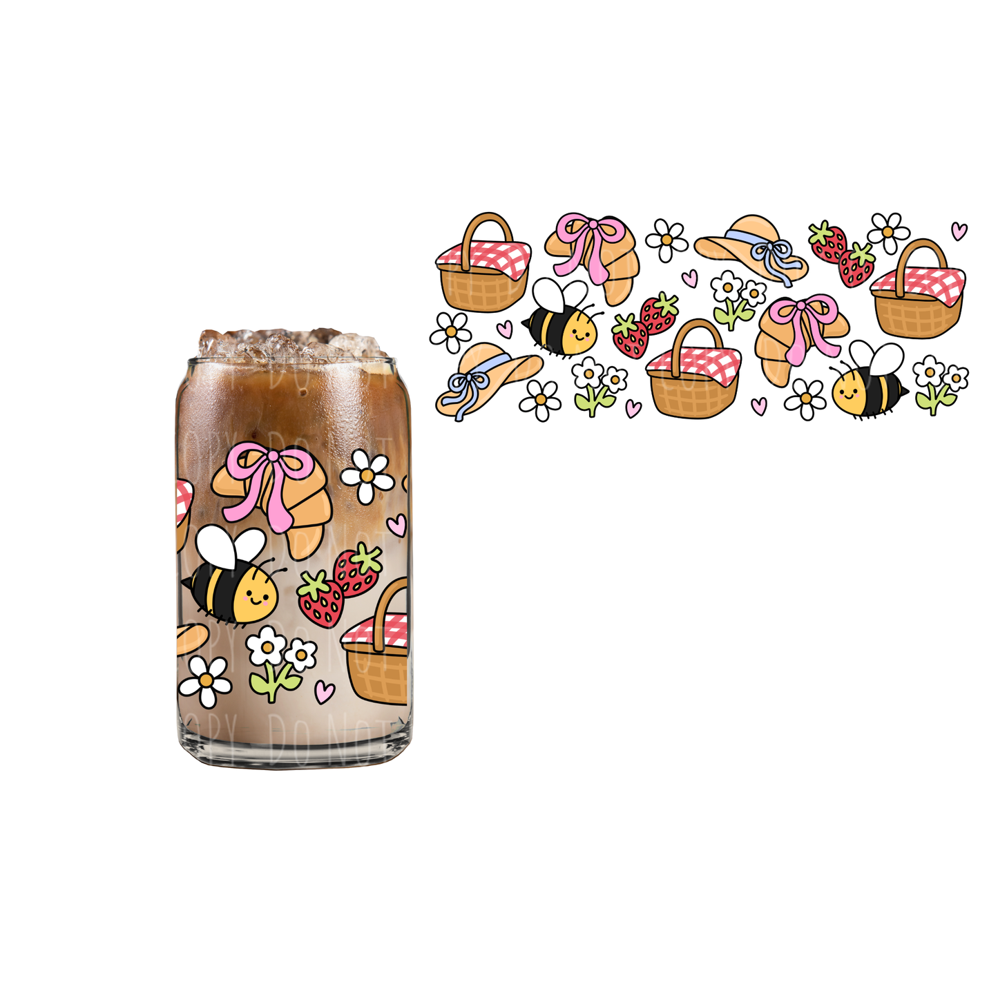 Spring Picnic (DOUBLE SIDED) UVDTF 16oz cup wrap