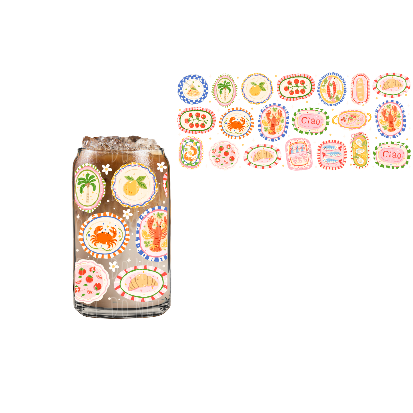 Italian Summer (DOUBLE SIDED) UVDTF 16oz cup wrap