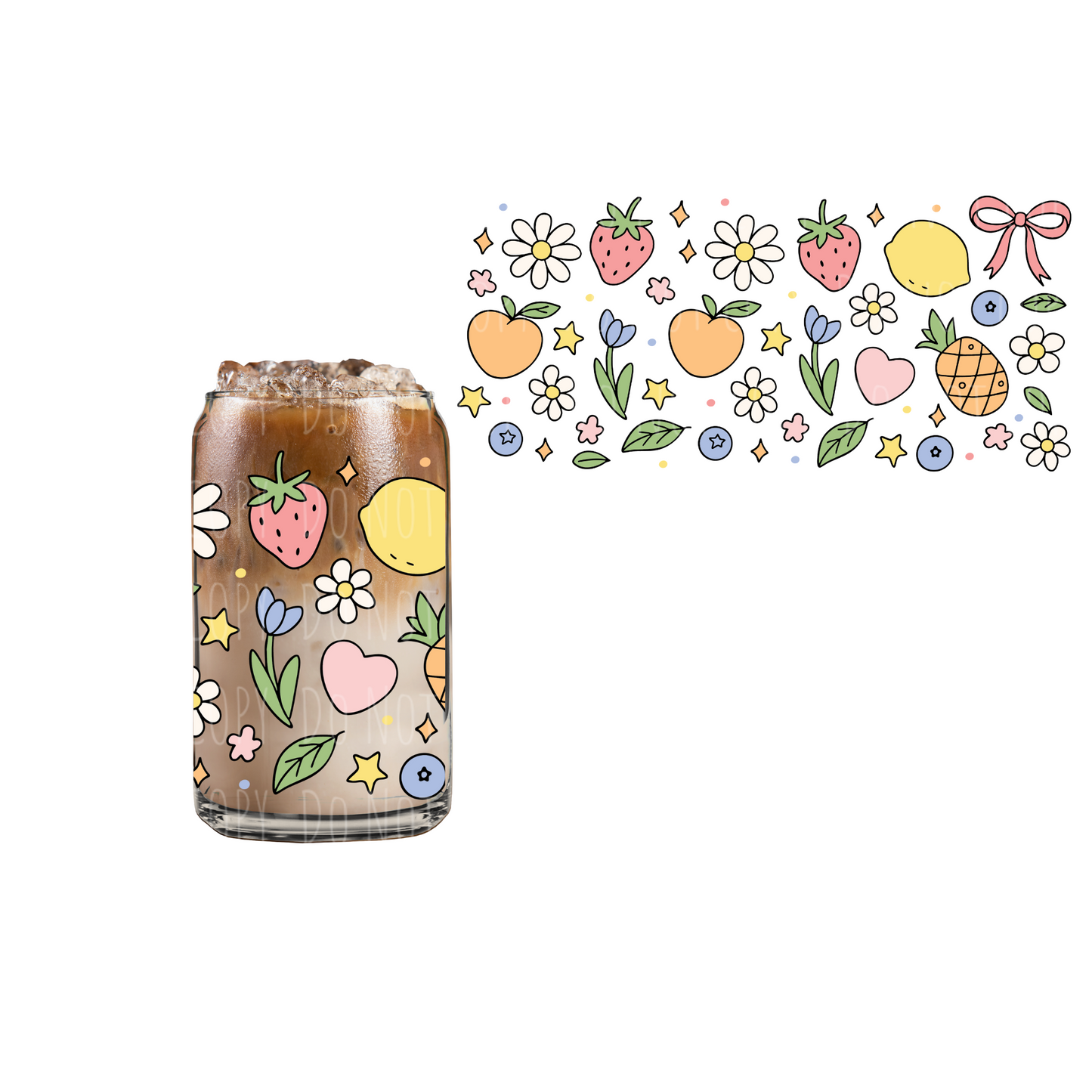 Summer Fruits (DOUBLE SIDED) UVDTF 16oz cup wrap