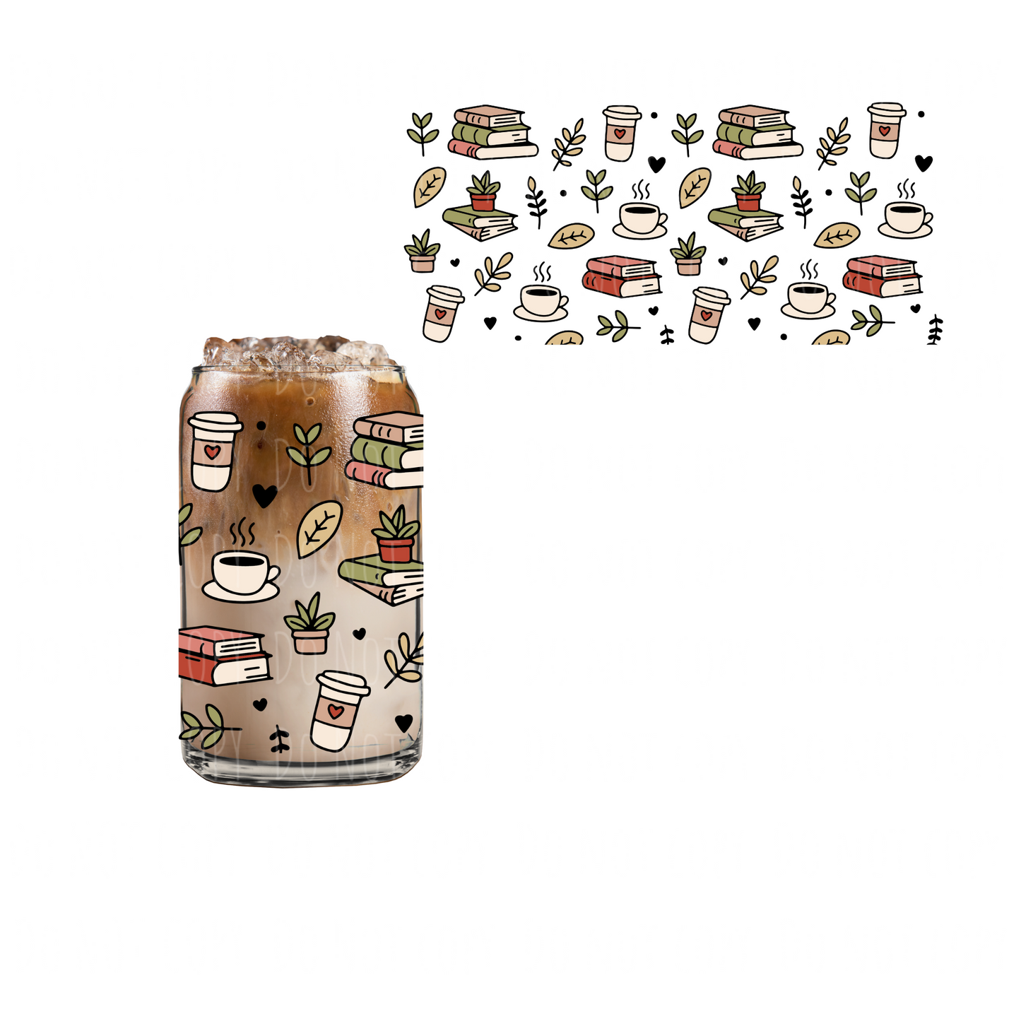 Book + Plant Lover (DOUBLE SIDED) UVDTF cup wrap