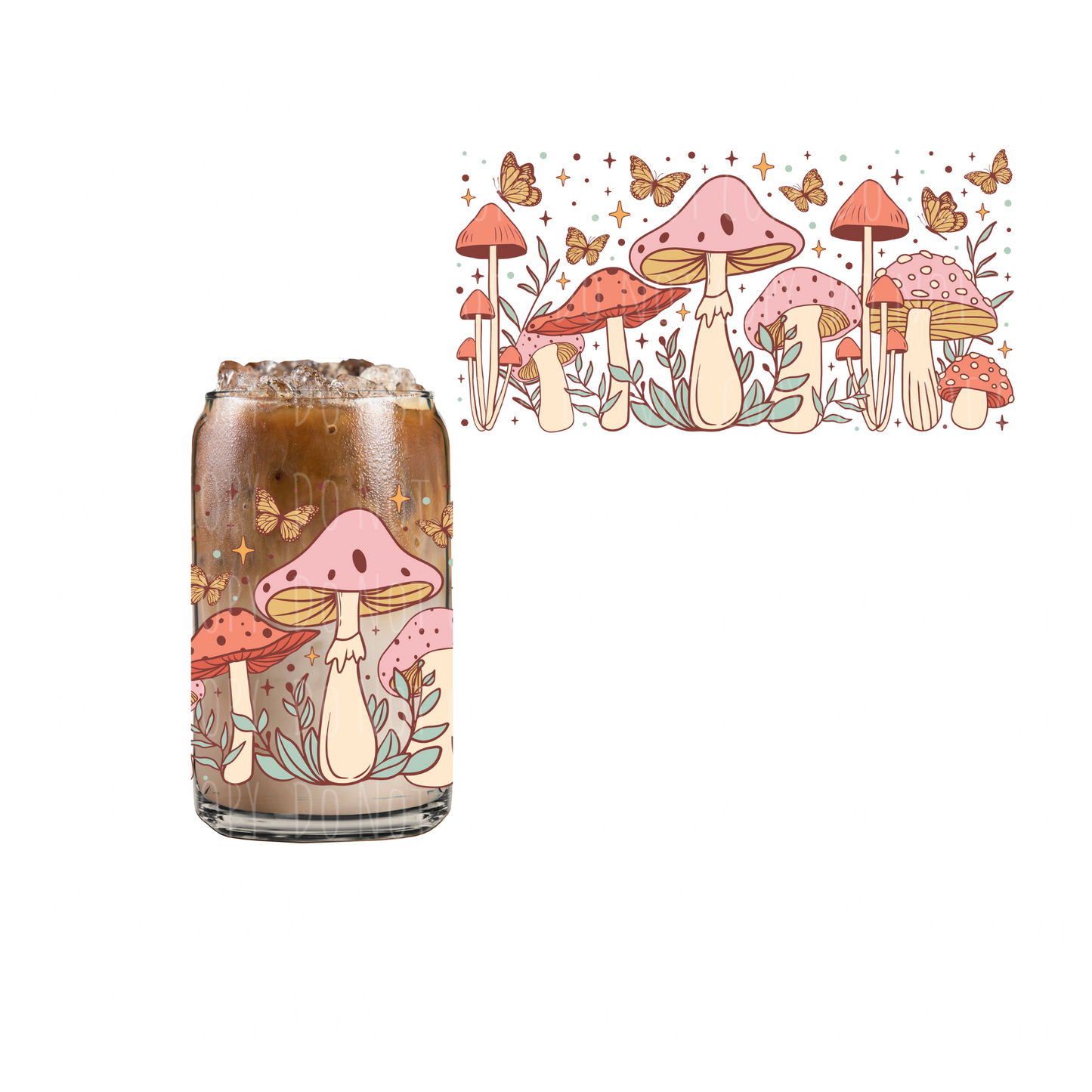 Mushroom Garden (DOUBLE SIDED) UVDTF cup wrap