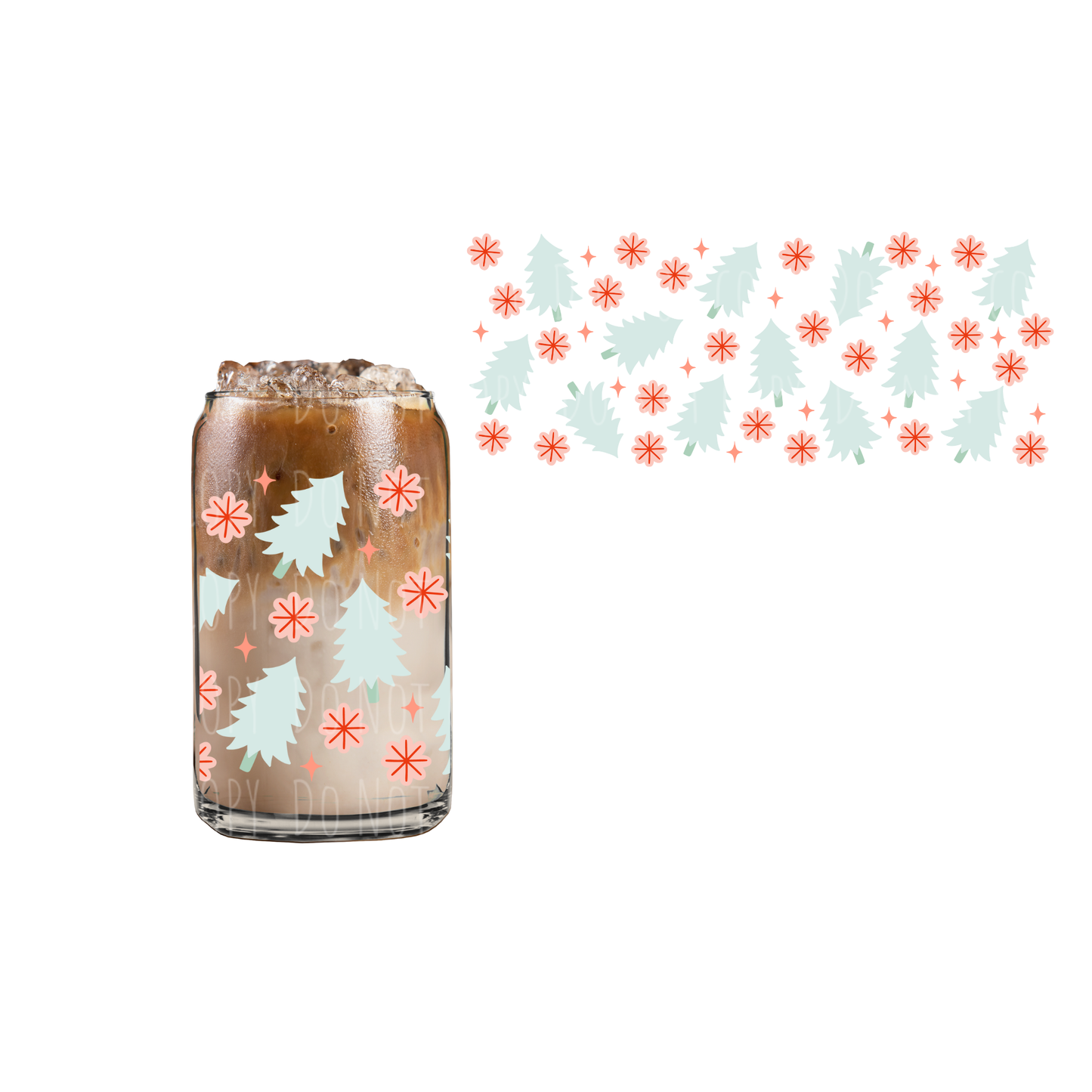 Mint Green Trees (DOUBLE SIDED) UVDTF 16oz cup wrap