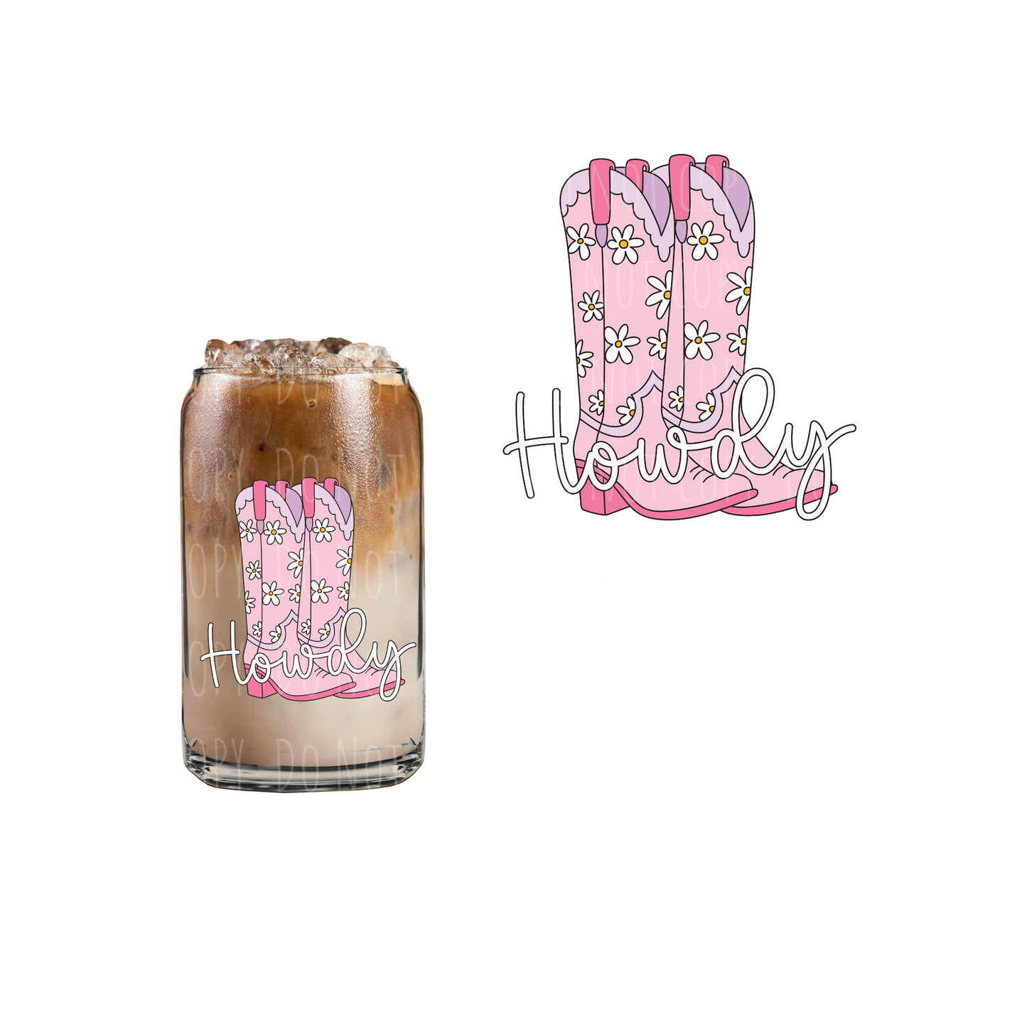 Pink Howdy Boots (DOUBLE SIDED) UVDTF decal