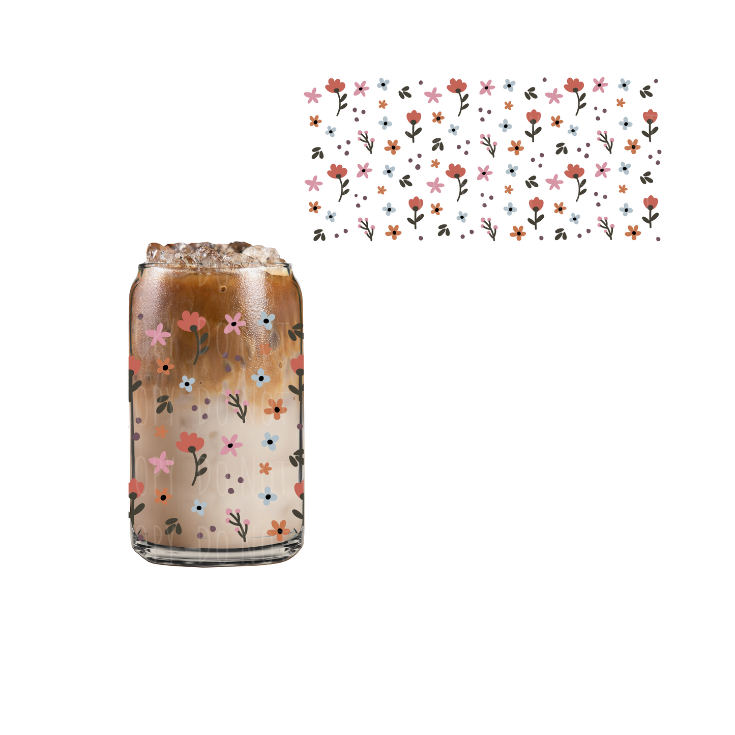 Dotty Florals (DOUBLE SIDED) UVDTF cup wrap