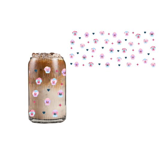 Pansies (DOUBLE SIDED) UVDTF 16oz cup wrap