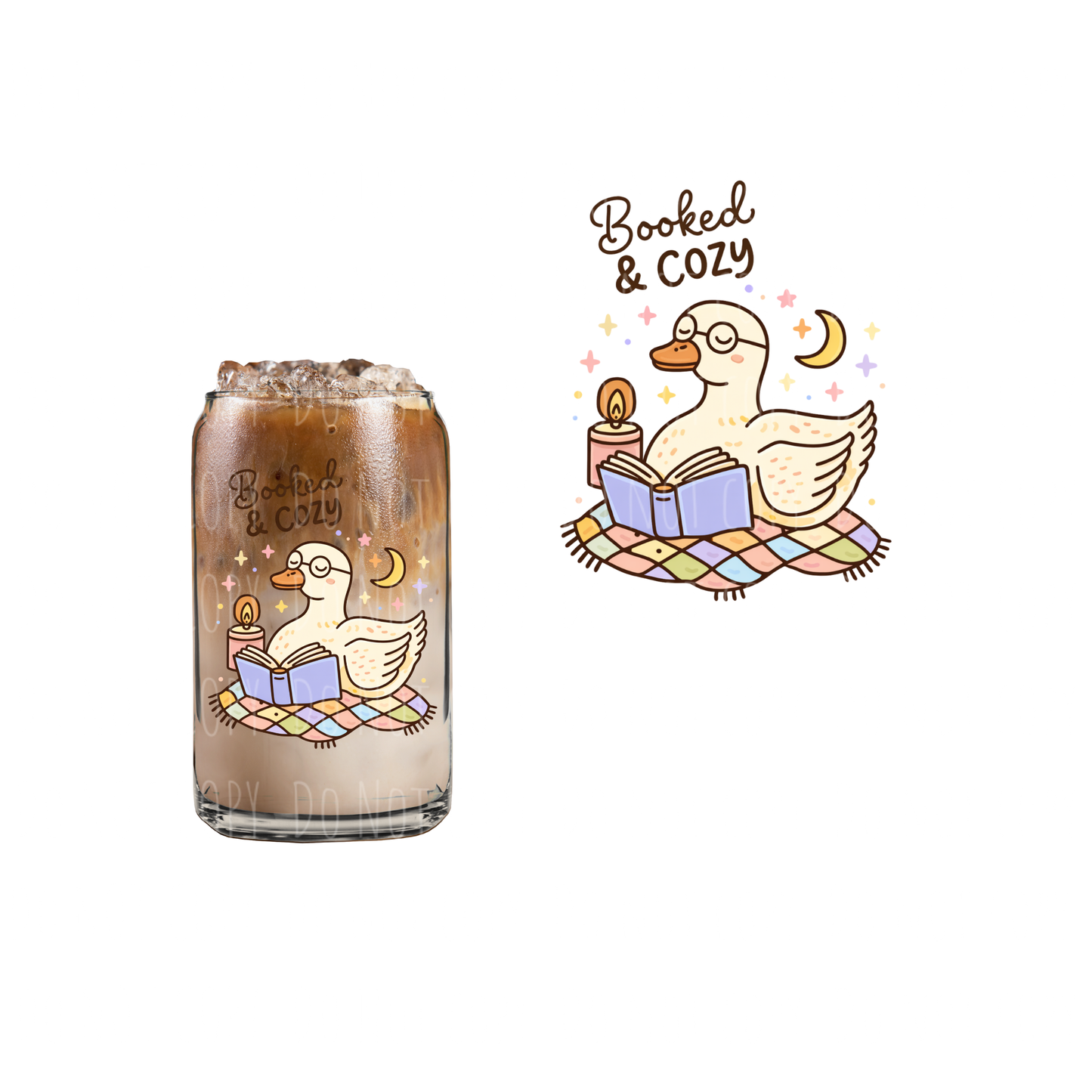 Booked & Cozy (DOUBLE SIDED) UVDTF decal