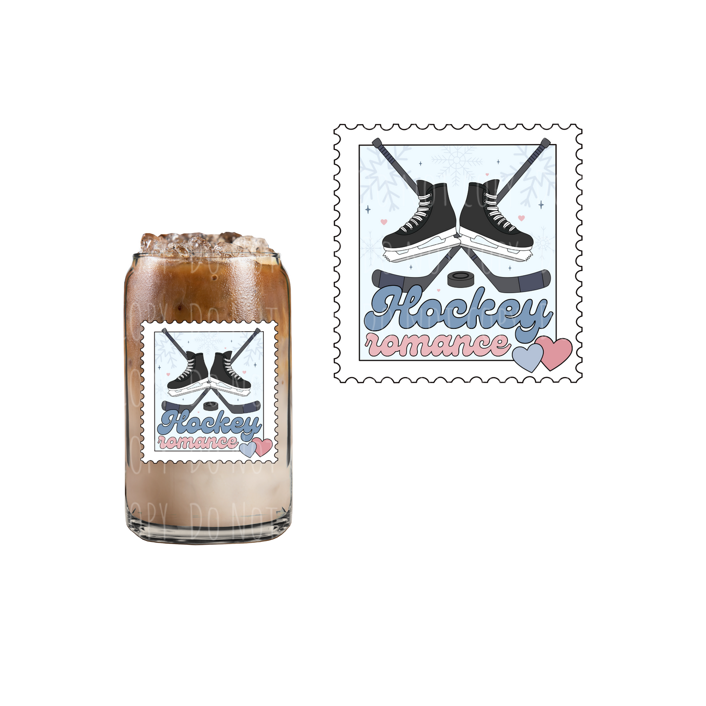 Hockey Romance Stamp (DOUBLE SIDED) UVDTF decal
