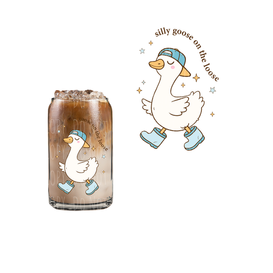 Silly Goose On The Loose (blue hat) (DOUBLE SIDED) UVDTF decal
