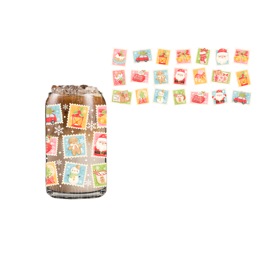 Christmas Stamps (DOUBLE SIDED) UVDTF 16oz cup wrap