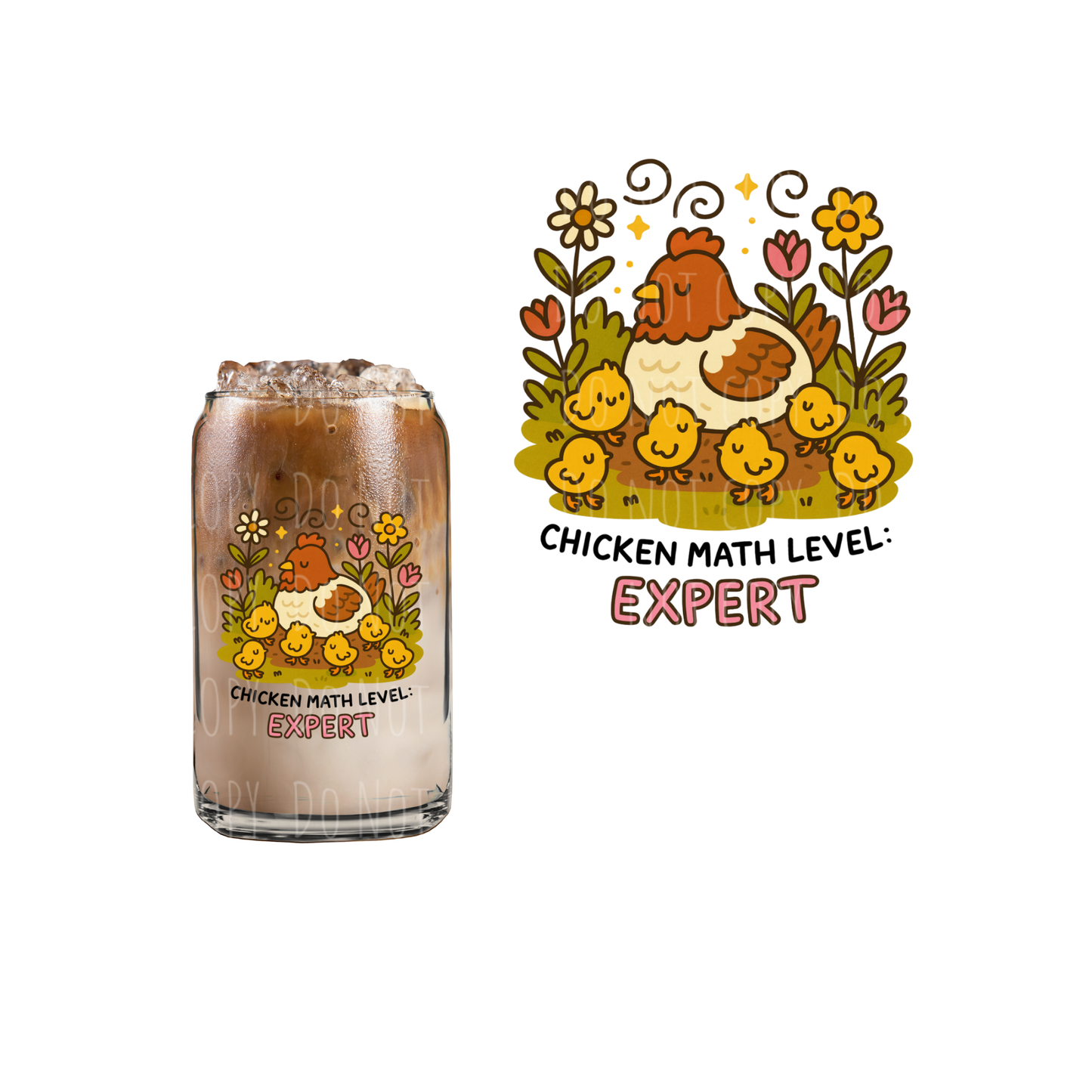 Chicken Math Level Expert (DOUBLE SIDED) UVDTF decal