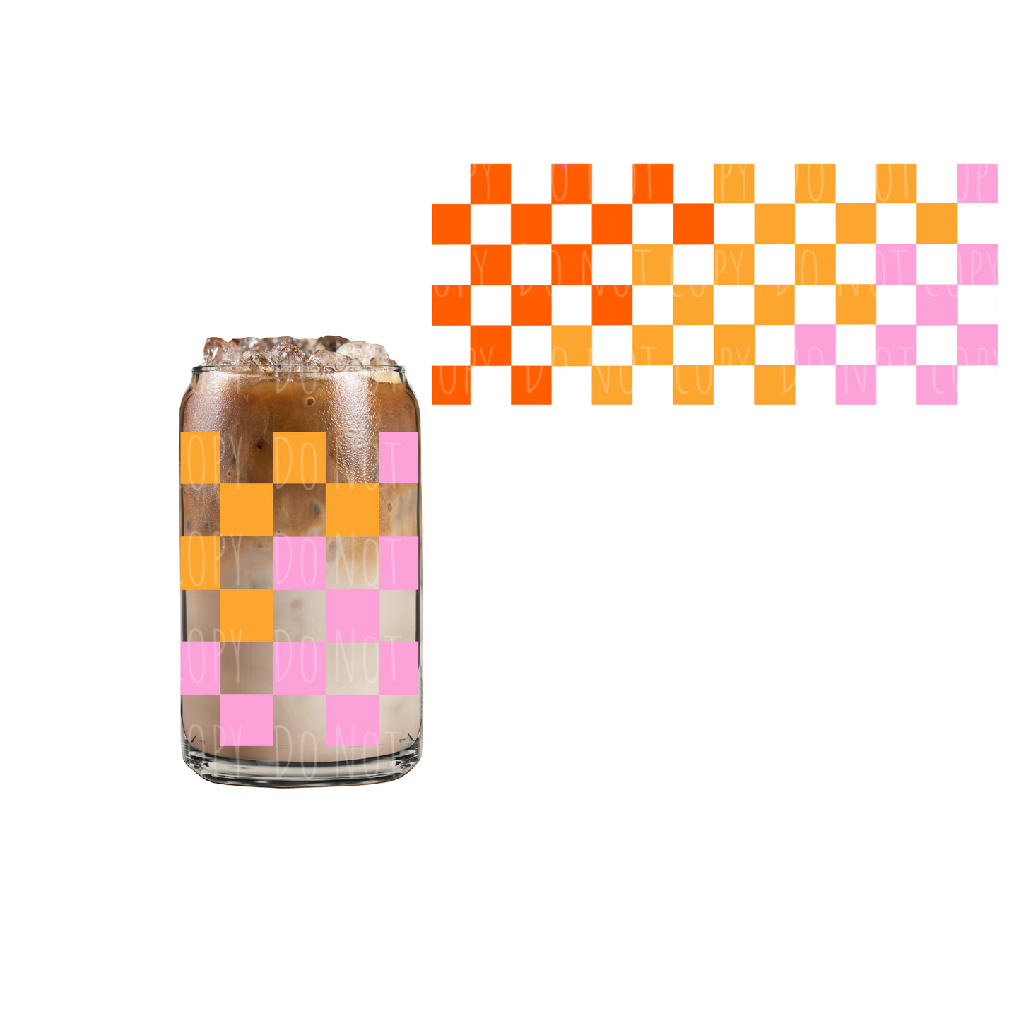 Bright Checkered (DOUBLE SIDED) UVDTF 16oz cup wrap
