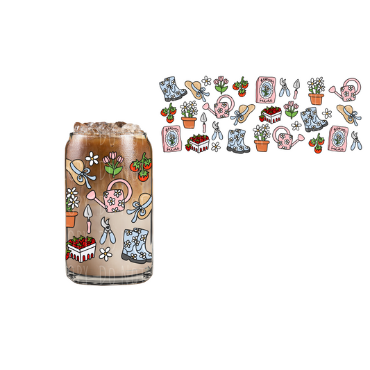 Strawberry Garden Days (DOUBLE SIDED) UVDTF 16oz cup wrap