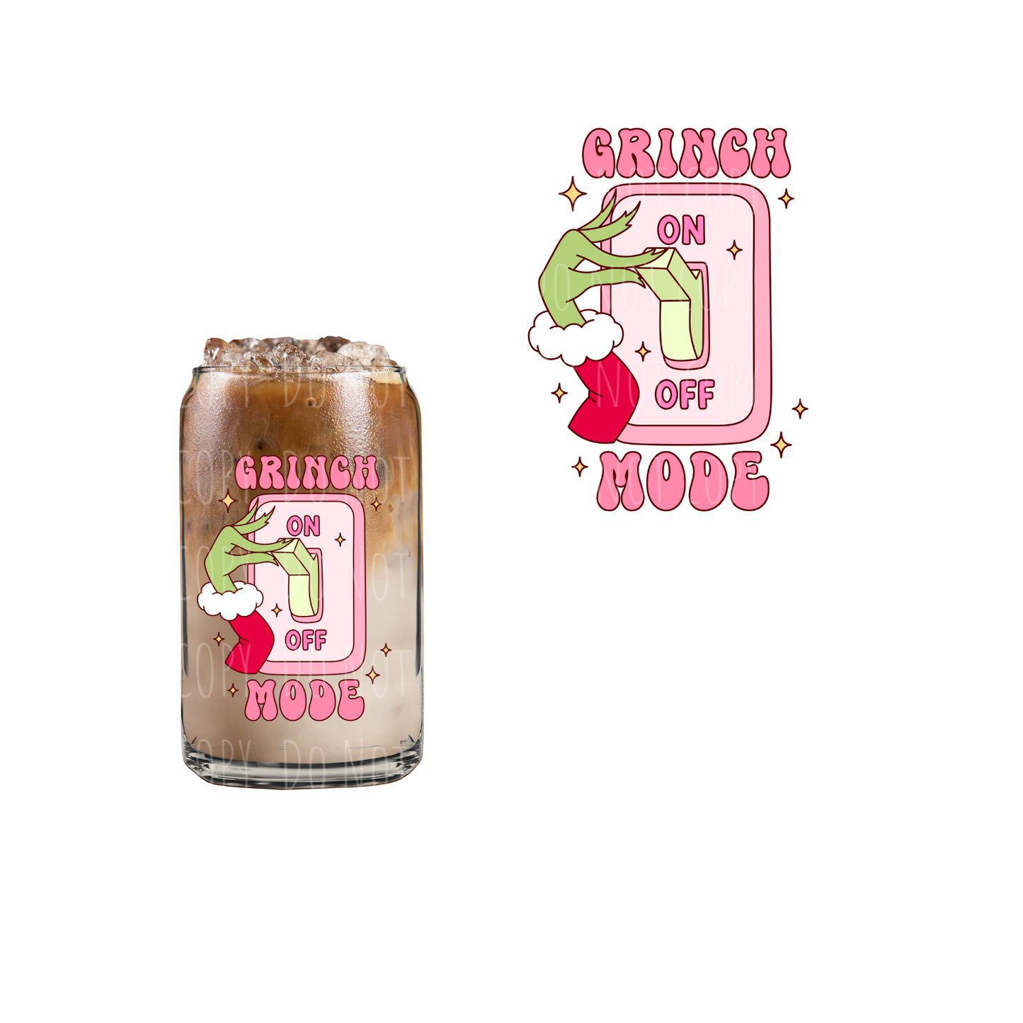 Grinch Mode (DOUBLE SIDED) UVDTF decal