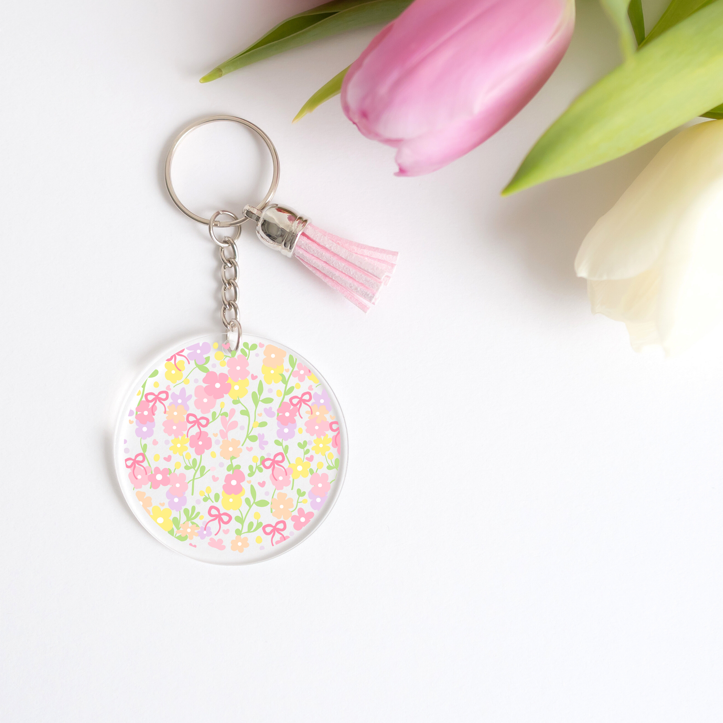 Pink Bow Florals Keychain Decals (PACK OF 5)