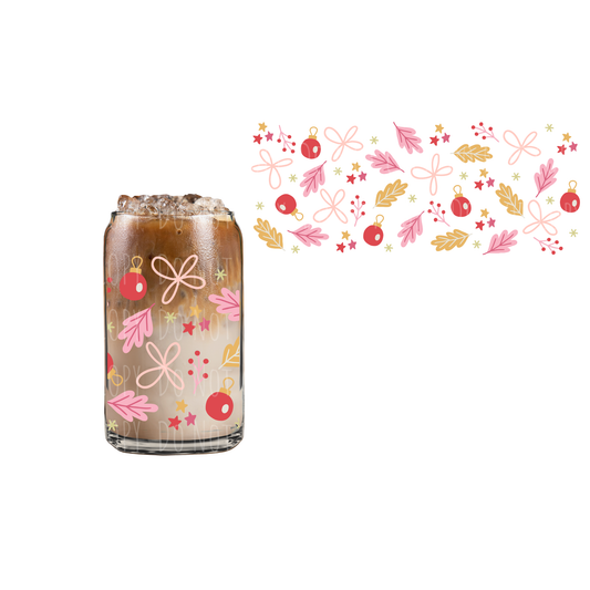 Red + Pink Embellishments (DOUBLE SIDED) UVDTF 16oz cup wrap