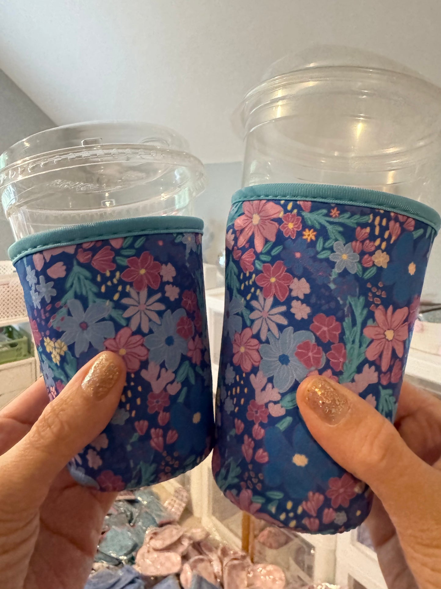 Blue Floral Coffee Sleeves