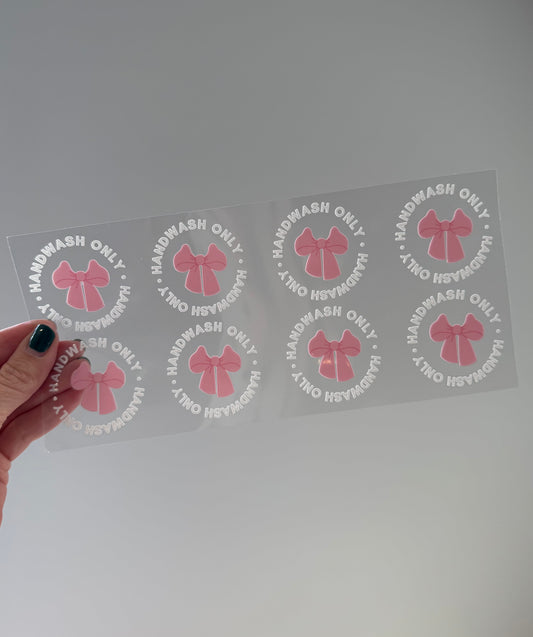 Pink Bow Handwash Only Stickers ( Pack of 8 )