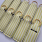 Lime Green + White Stripes Chapstick Holder Keychains (Pack of 5)
