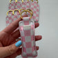 Pink+White Checkered Chapstick Holder Keychains (Pack of 5)