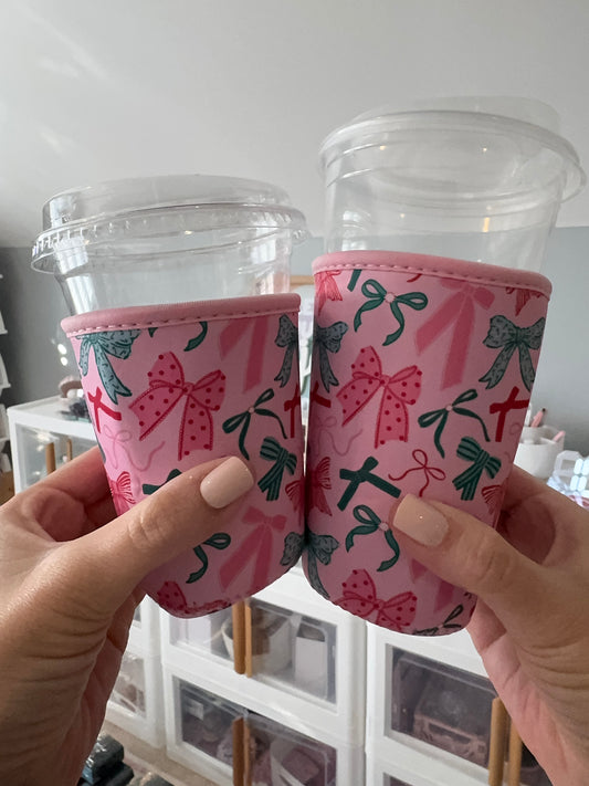 Red + Green Bows Coffee Sleeves