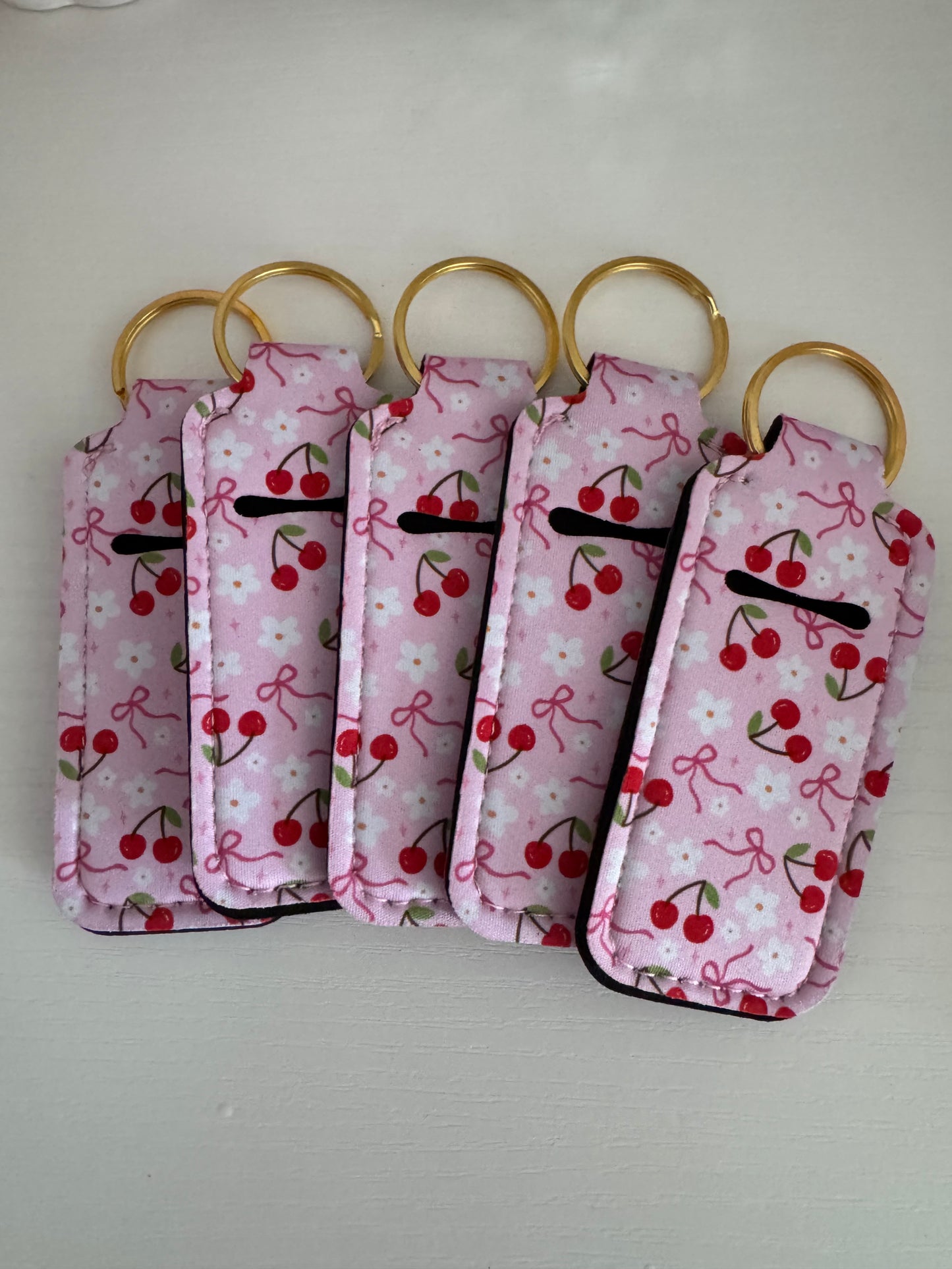 Cherry Crush Chapstick Holder Keychains (Pack of 5)