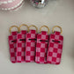 Pink Checkered Chapstick Holder Keychains (Pack of 5)