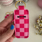Pink Checkered Chapstick Holder Keychains (Pack of 5)