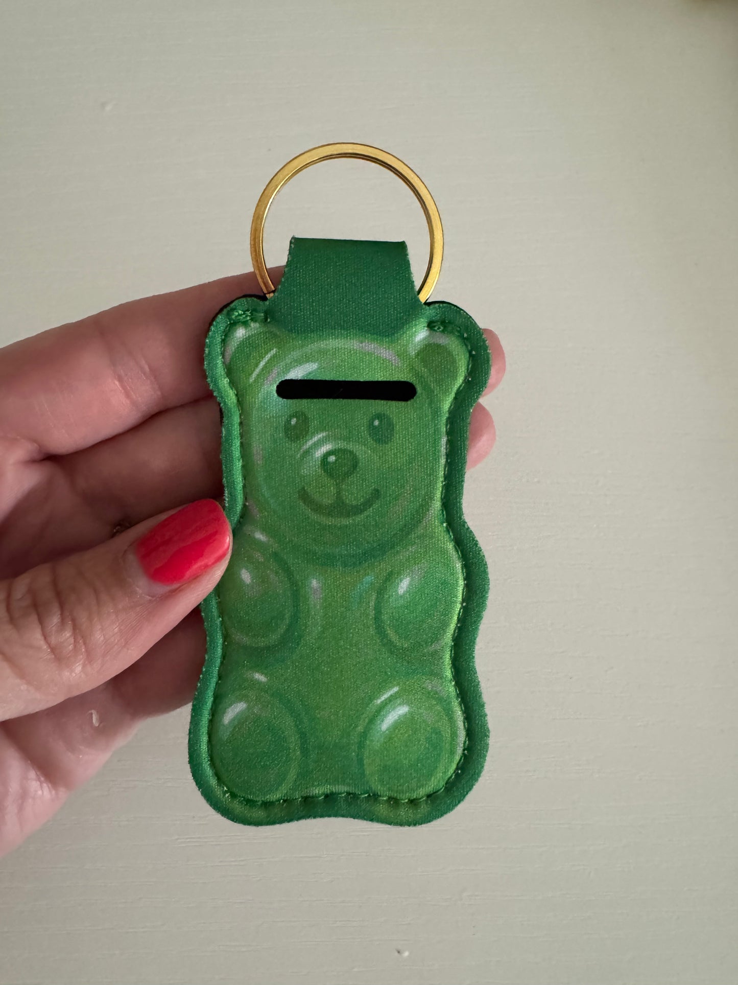 Rainbow Gummy Bear Chapstick Holder Keychains (Pack of 5)