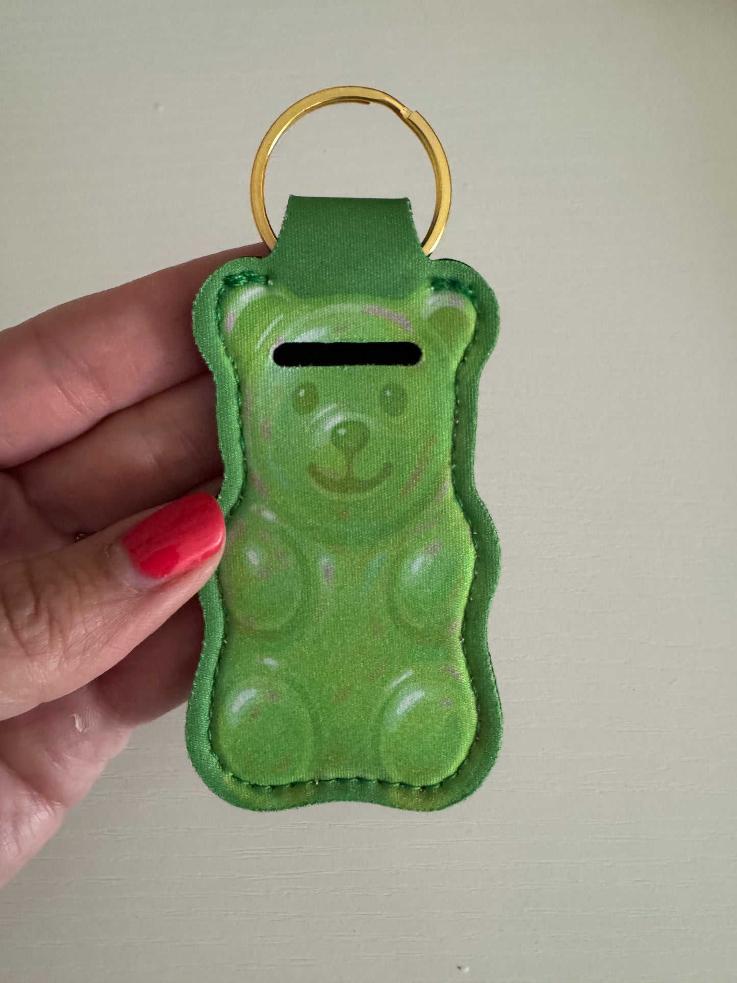 Rainbow Gummy Bear Chapstick Holder Keychains (Pack of 5)