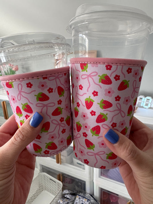 Strawberries and Bows Coffee Sleeves