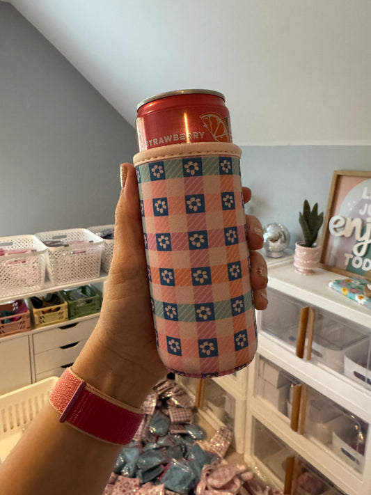 Pastel Flower Grid Tall Can Sleeves