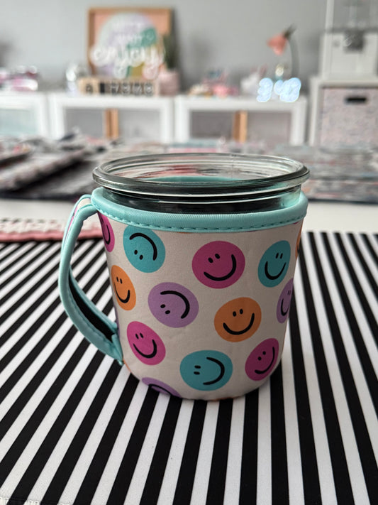 Colorful Happy Faces WECK Jar Sleeve