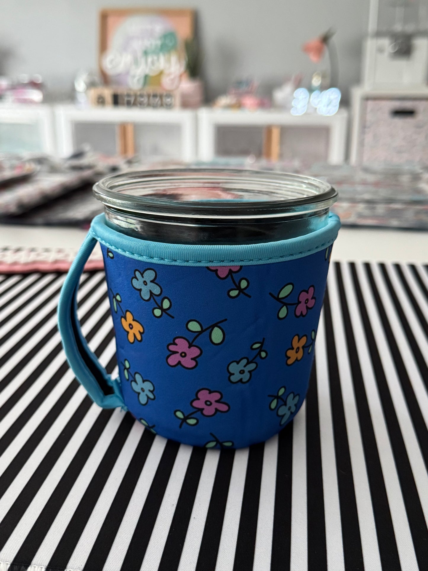 Blue Dainty Flowers WECK Jar Sleeve