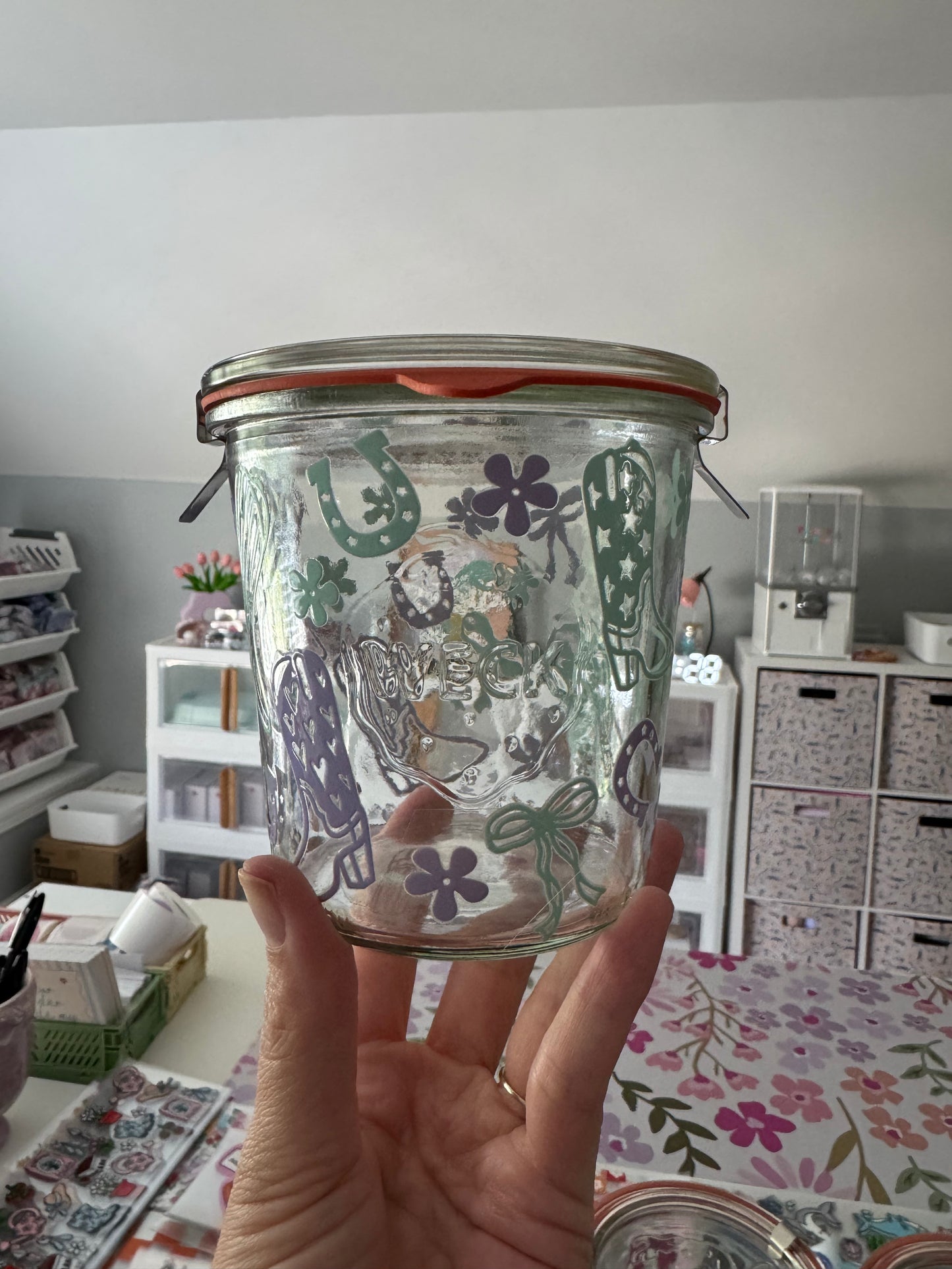 Pastel Cowgirl Boots Custom 16oz WECK Jar