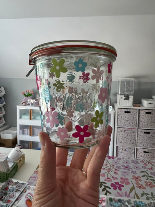 Fun Florals Custom 16oz WECK Jar