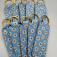 Blue Happy Daisies Chapstick Holder Keychains (Pack of 5)