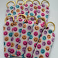White Happy Faces Chapstick Holder Keychains (Pack of 5)