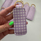 Purple + White Plaid Chapstick Holder Keychains (Pack of 5)