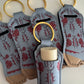 Light Blue Flowers Boot Chapstick Holder Keychains (Pack of 5)