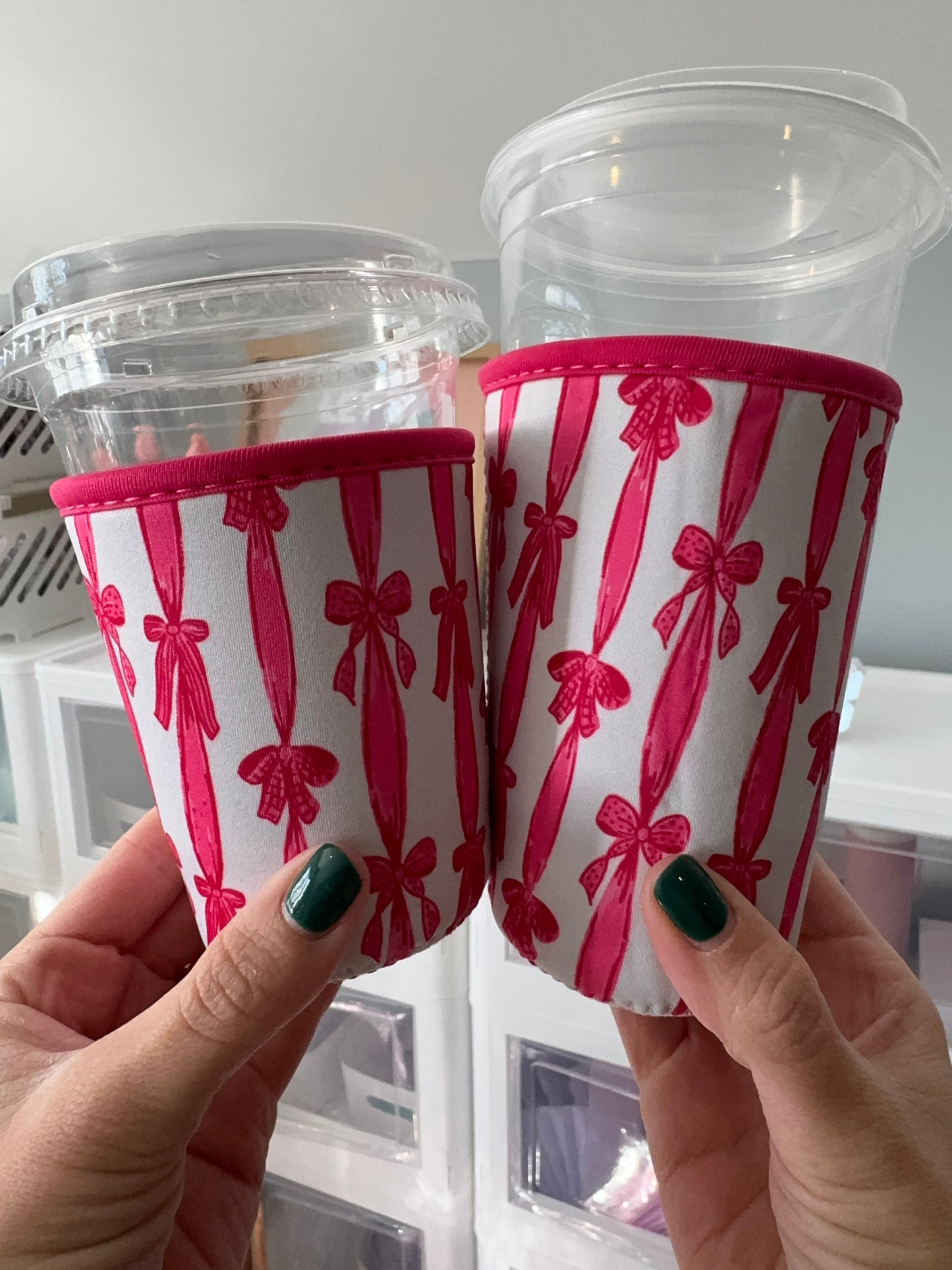 Pink + Red Bow Coffee Sleeves