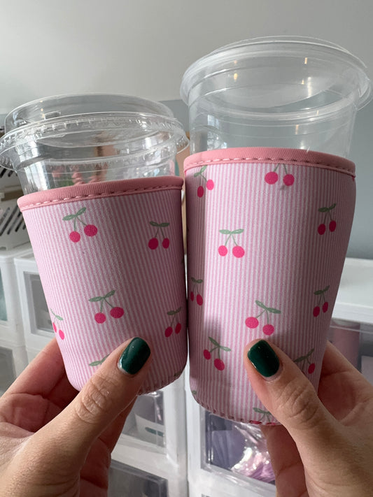 Pink Cherries Coffee Sleeves