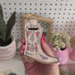 Ivory With Pink Flowers Boot Chapstick Holder Keychains (Pack of 5)